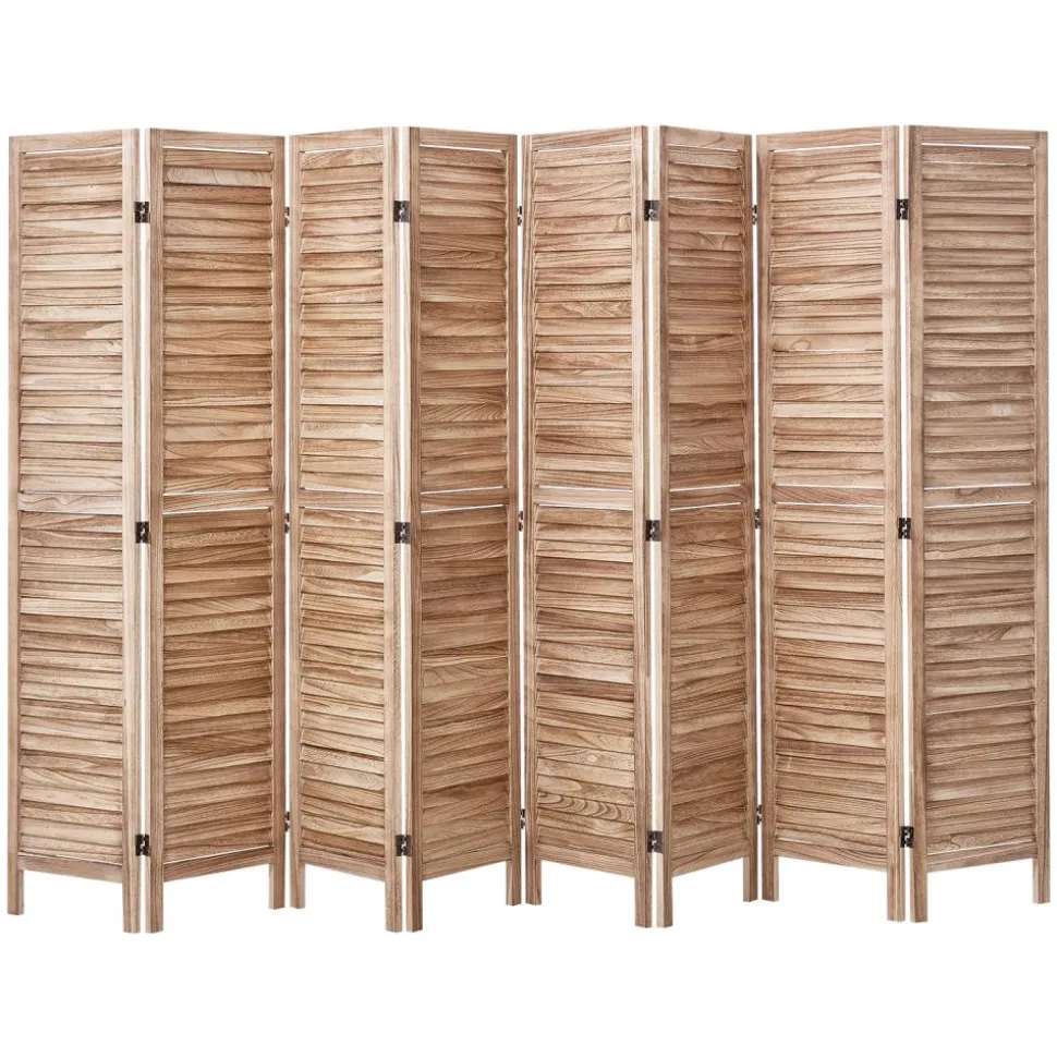 VEVOR Wood Room Divider, 8 Panel Wood Folding Privacy Screen, 66.9 Inches Tall Indoor Louvered Partition Divider, Portable Decoration Screen, for Room Separation, Home, Office, Restaurant & Bedroom