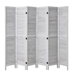 VEVOR Wood Room Divider, 6 Panel Wood Folding Privacy Screen, 66.9 Inches Tall Indoor Louvered Wooden Partition, Portable Decoration Screen, for Room Separation, Home, Office, Restaurant & Bedroom