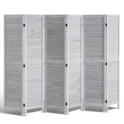 VEVOR Wood Room Divider, 6 Panel Wood Folding Privacy Screen, 66.9 Inches Tall Indoor Louvered Partition Divider, Portable Decoration Screen, for Room Separation, Home, Office, Restaurant & Bedroom