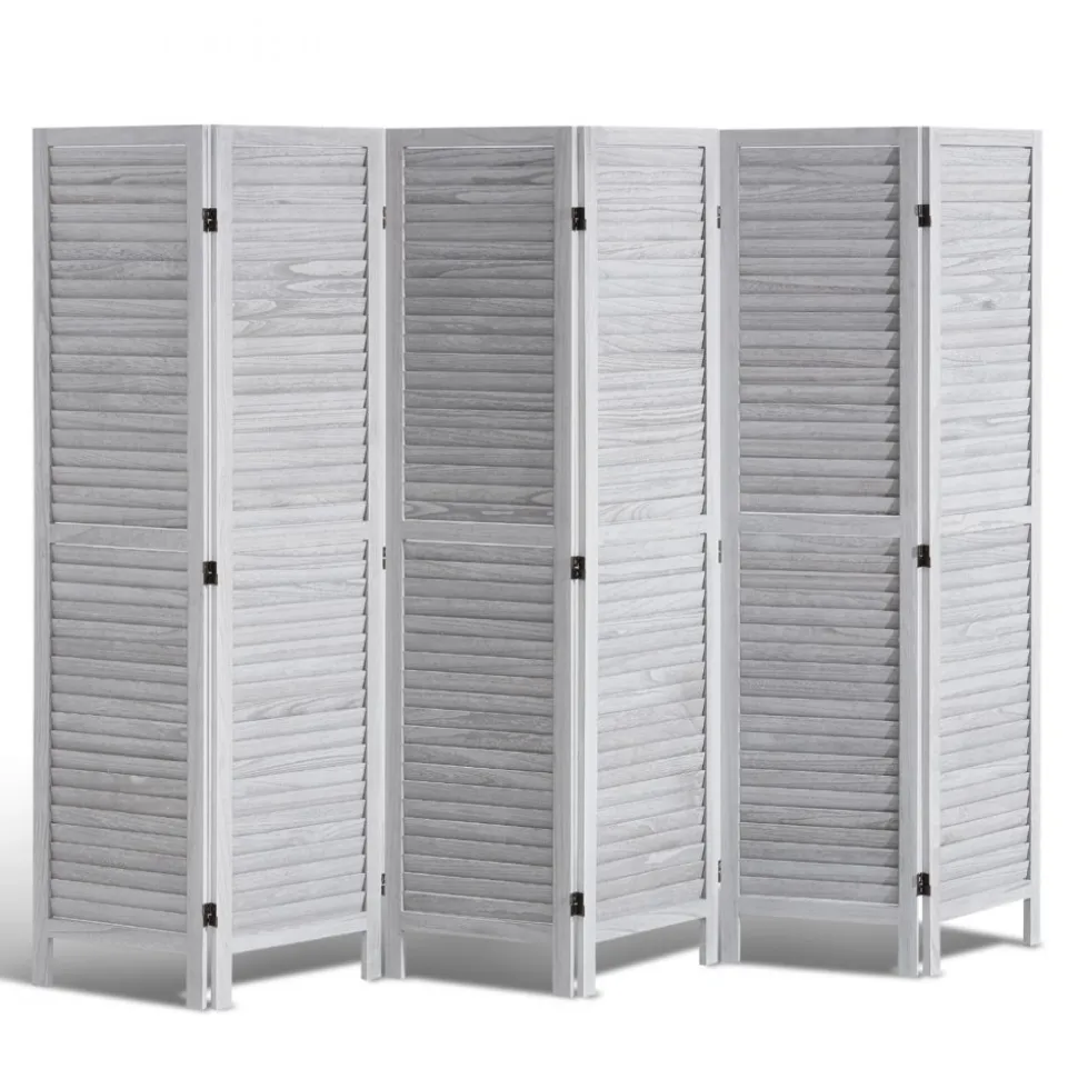 VEVOR Wood Room Divider, 6 Panel Wood Folding Privacy Screen, 66.9 Inches Tall Indoor Louvered Partition Divider, Portable Decoration Screen, for Room Separation, Home, Office, Restaurant & Bedroom