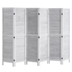 VEVOR Wood Room Divider, 6 Panel Wood Folding Privacy Screen, 66.9 Inches Tall Indoor Louvered Partition Divider, Portable Decoration Screen, for Room Separation, Home, Office, Restaurant & Bedroom
