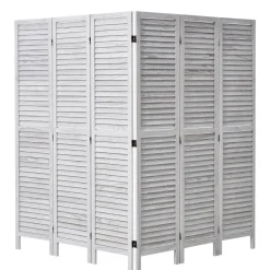 VEVOR Wood Room Divider, 6 Panel Wood Folding Privacy Screen, 66.9 Inches Tall Indoor Louvered Partition Divider, Portable Decoration Screen, for Room Separation, Home, Office, Restaurant & Bedroom