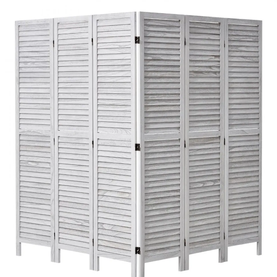 VEVOR Wood Room Divider, 6 Panel Wood Folding Privacy Screen, 66.9 Inches Tall Indoor Louvered Partition Divider, Portable Decoration Screen, for Room Separation, Home, Office, Restaurant & Bedroom