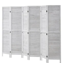 VEVOR Wood Room Divider, 6 Panel Wood Folding Privacy Screen, 66.9 Inches Tall Indoor Louvered Partition Divider, Portable Decoration Screen, for Room Separation, Home, Office, Restaurant & Bedroom