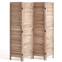 VEVOR Wood Room Divider 4 Panels Wood Folding Privacy Screen X Pattern, For Room Separation & Home Decor, 67 inches Tall, Solid Frame, 360° Two-Way Hinges, Rustic Wooden Partition with Hardware