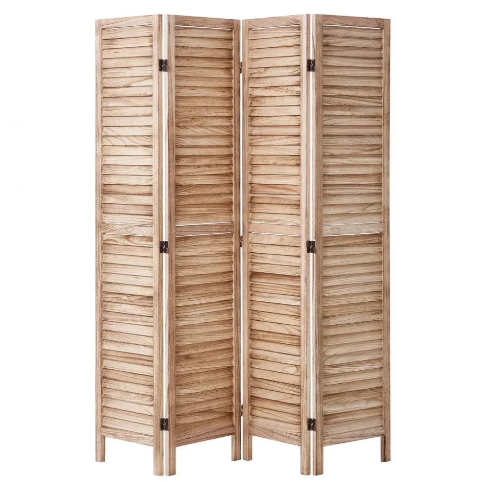 VEVOR Wood Room Divider 4 Panels Wood Folding Privacy Screen X Pattern, For Room Separation & Home Decor, 67 inches Tall, Solid Frame, 360° Two-Way Hinges, Rustic Wooden Partition with Hardware