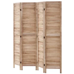 VEVOR Wood Room Divider 4 Panels Wood Folding Privacy Screen X Pattern, For Room Separation & Home Decor, 67 inches Tall, Solid Frame, 360° Two-Way Hinges, Rustic Wooden Partition with Hardware