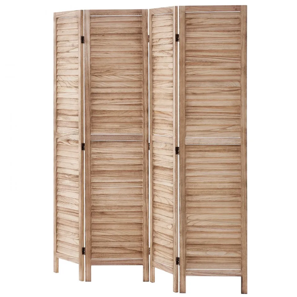 VEVOR Wood Room Divider 4 Panels Wood Folding Privacy Screen X Pattern, For Room Separation & Home Decor, 67 inches Tall, Solid Frame, 360° Two-Way Hinges, Rustic Wooden Partition with Hardware