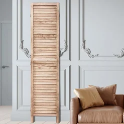 VEVOR Wood Room Divider 4 Panels Wood Folding Privacy Screen X Pattern, For Room Separation & Home Decor, 67 inches Tall, Solid Frame, 360° Two-Way Hinges, Rustic Wooden Partition with Hardware