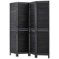VEVOR Wood Room Divider 4 Panels 59.8" Pegboard Wood Folding Privacy Screen, For Room Separation & Home Decor, Solid Frame with X Pattern, 360° Two-Way Hinges, Rustic Wooden Partition with Hardware