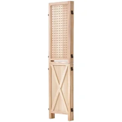 VEVOR Wood Room Divider Pegboard Wood Folding Privacy Screen with Shelves, For Room Separation & Home Decor, 4 Panels, Solid Frame with X Pattern, 360° Two-Way Hinges, Wooden Partition with Hardware