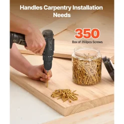 VEVOR Wood Screws 350 PCS, #10 x 3-Inch Anti-Rust Coated, Exterior Deck Screw Torx/T25 Star Drive, Metal Rust-Resistant Outdoor Decking Screws with 2 Screw Connectors, for Decking Fencing Framing