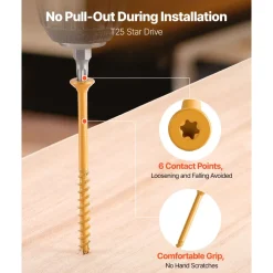 VEVOR Wood Screws 350 PCS, #10 x 3-Inch Anti-Rust Coated, Exterior Deck Screw Torx/T25 Star Drive, Metal Rust-Resistant Outdoor Decking Screws with 2 Screw Connectors, for Decking Fencing Framing