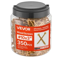 VEVOR Wood Screws 350 PCS, #10 x 3-Inch Anti-Rust Coated, Exterior Deck Screw Torx/T25 Star Drive, Metal Rust-Resistant Outdoor Decking Screws with 2 Screw Connectors, for Decking Fencing Framing