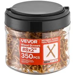 VEVOR Wood Screws 350 PCS, #8 x 2-Inch Anti-Rust Coated, Exterior Deck Screw Torx/T25 Star Drive, Metal Rust-Resistant Outdoor Decking Screws with 2 Screw Connectors, for Decking Fencing Framing