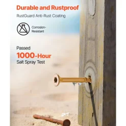 VEVOR Wood Screws 350 PCS, #8 x 2-Inch Anti-Rust Coated, Exterior Deck Screw Torx/T25 Star Drive, Metal Rust-Resistant Outdoor Decking Screws with 2 Screw Connectors, for Decking Fencing Framing