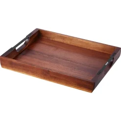 VEVOR Wood Serving Tray, Acacia Wooden Tray Board with Handles, Decorative Rustic Serving Trays Platter, Ideal for Breakfast in Bed, Lunch, Kitchen, Living Room, Ottoman, Coffee Table, Party, Couch
