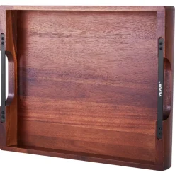 VEVOR Wood Serving Tray, Acacia Wooden Tray Board with Handles, Decorative Rustic Serving Trays Platter, Ideal for Breakfast in Bed, Lunch, Kitchen, Living Room, Ottoman, Coffee Table, Party, Couch