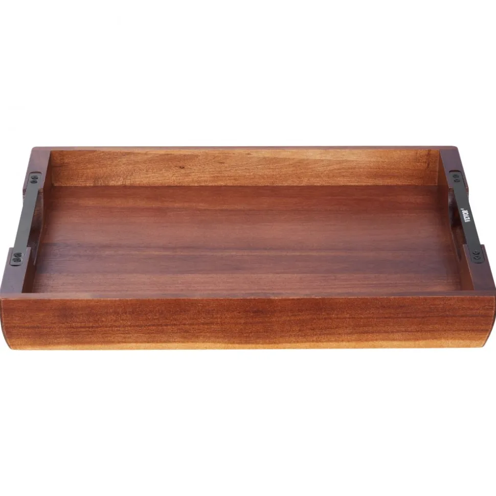 VEVOR Wood Serving Tray, Acacia Wooden Tray Board with Handles, Decorative Rustic Serving Trays Platter, Ideal for Breakfast in Bed, Lunch, Kitchen, Living Room, Ottoman, Coffee Table, Party, Couch