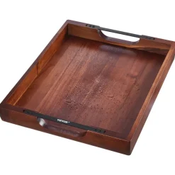 VEVOR Wood Serving Tray, Acacia Wooden Tray Board with Handles, Decorative Rustic Serving Trays Platter, Ideal for Breakfast in Bed, Lunch, Kitchen, Living Room, Ottoman, Coffee Table, Party, Couch