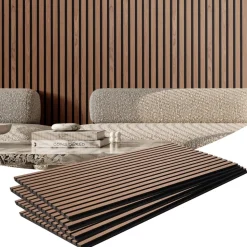VEVOR Wood Slat Acoustic Panels, 23.6 x 47.2 inch, MDF Accent Wooden Wall Panels for Modern Interior Wall, Faux Wood Wall Board Panels for Stylish Decor and Noise Reduction, Walnut