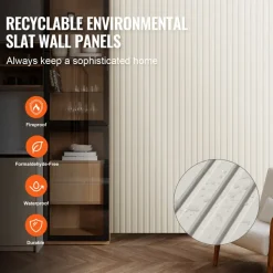 VEVOR Wood Slat Acoustic Panels, 23.6 x 47.2 inch, MDF Accent Wooden Wall Panels for Modern Interior Wall Decor, Faux Wood Wall Board Panels for Noise Reduction, Black Oak