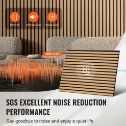 VEVOR Wood Slat Acoustic Panels, 23.6 x 47.2 inch, MDF Accent Wooden Wall Panels for Modern Interior Wall Decor, Faux Wood Wall Board Panels for Noise Reduction, Light Oak