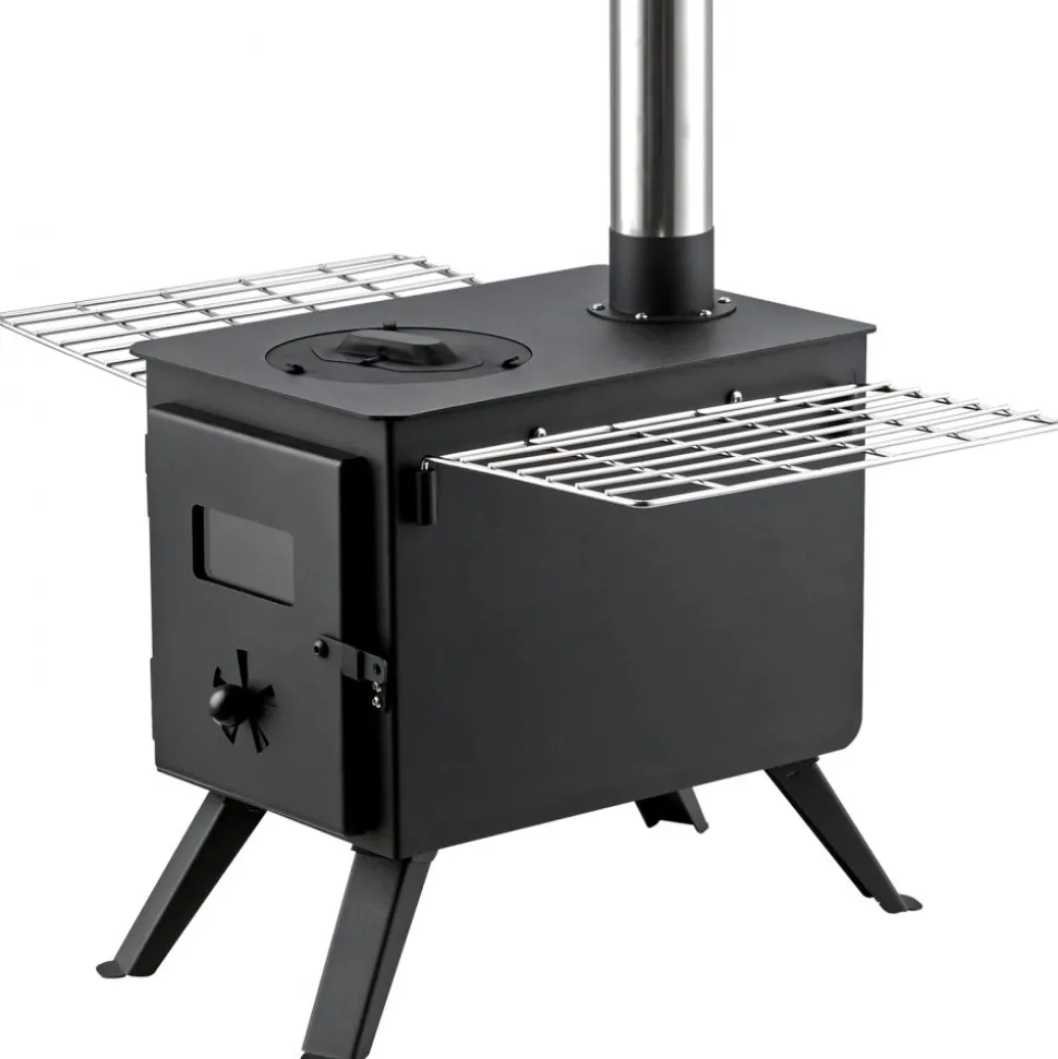 VEVOR Wood Stove, 86 inch, Alloy Steel Camping Tent Stove, Portable Wood Burning Stove with Chimney Pipes & Gloves, 1400in³Firebox Hot Tent Stove for Outdoor Cooking and Heating with 8 Pipes