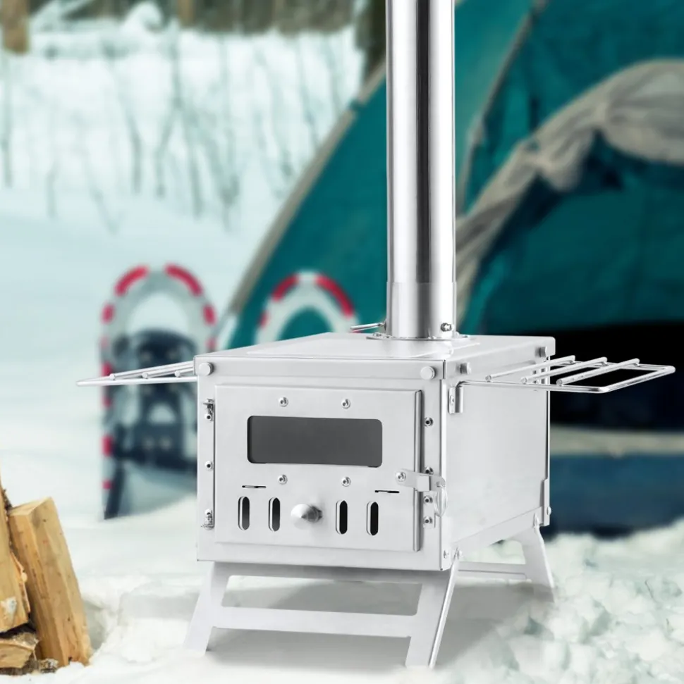VEVOR Wood Stove, 80 inch, Stainless Steel Camping Tent Stove, Portable Wood Burning Stove with Chimney Pipes & Gloves, 700in³Firebox Hot Tent Stove for Outdoor Cooking and Heating with 8 Pipes