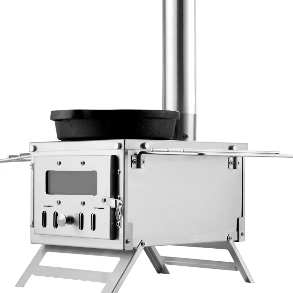 VEVOR Wood Stove, 80 inch, Stainless Steel Camping Tent Stove, Portable Wood Burning Stove with Chimney Pipes & Gloves, 700in³Firebox Hot Tent Stove for Outdoor Cooking and Heating with 8 Pipes