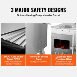 VEVOR Wood Stove, 86 inch, Stainless Steel Camping Tent Stove, Portable Wood Burning Stove with Chimney Pipes & Gloves, 1646in³Firebox Hot Tent Stove for Outdoor Cooking and Heating with 8 Pipes