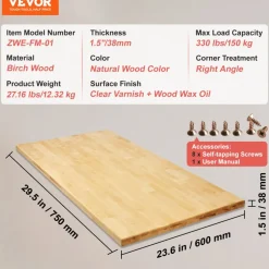 VEVOR Wood Table Top, Holds up to 330 lb, 29.5