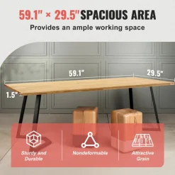 VEVOR Wood Table Top, Holds up to 330 lb, 59.1