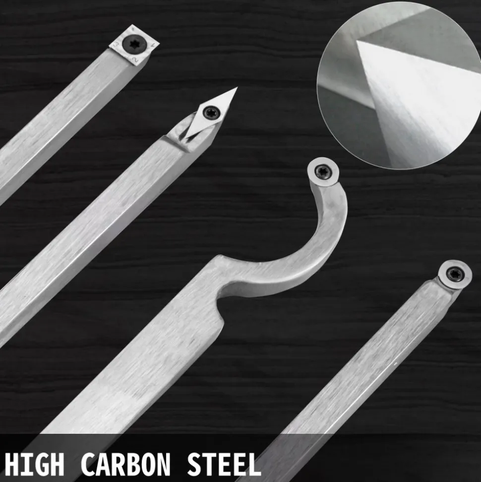 VEVOR Wood Turning Tools for Lathe 4 PCS Set, Carbide Lathe Tools with Diamond Shape, Round, Square Cutters, Turning Lathe Chisels with Comfortable Grip Handles Lathe Tools for Craft DIY Hobbyists