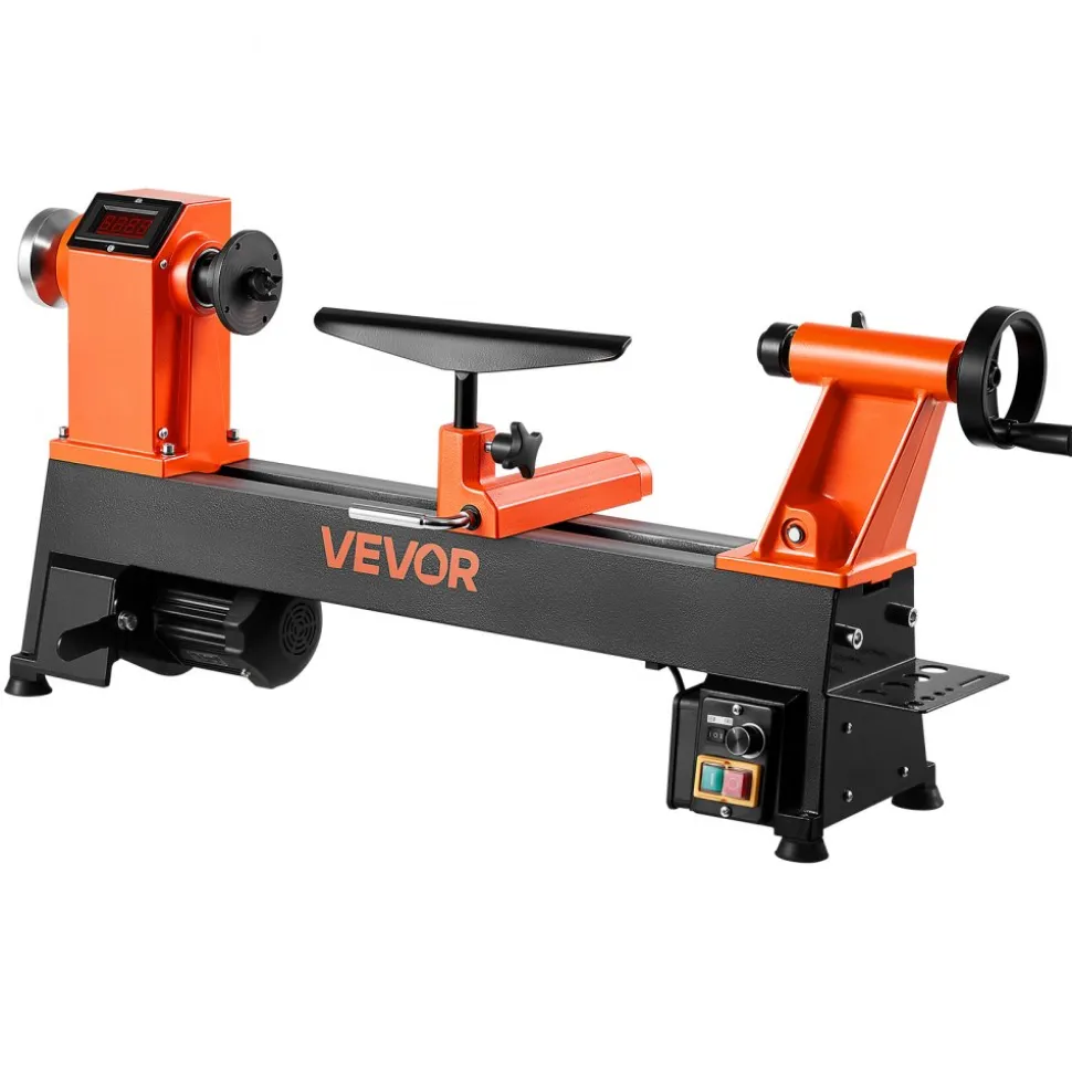 VEVOR Woodworking Lathe, 1 HP, Benchtop Wood Lathe Machine with 0 to 3800 RPM Variable Speed, 12 x 18 in Workbench, Brushless DC Motor, Cast Iron Construction, for Beginner DIY Enthusiast Woodworking