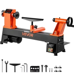 VEVOR Woodworking Lathe, 1 HP, Benchtop Wood Lathe Machine with 0 to 3800 RPM Variable Speed, 12 x 18 in Workbench, Brushless DC Motor, Cast Iron Construction, for Beginner DIY Enthusiast Woodworking