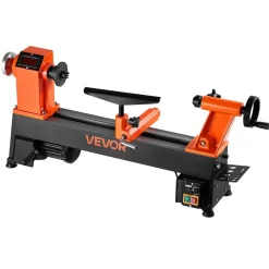VEVOR Woodworking Lathe, 1 HP, Benchtop Wood Lathe Machine with 0 to 3800 RPM Variable Speed, 12 x 18 in Workbench, Brushless DC Motor, Cast Iron Construction, for Beginner DIY Enthusiast Woodworking
