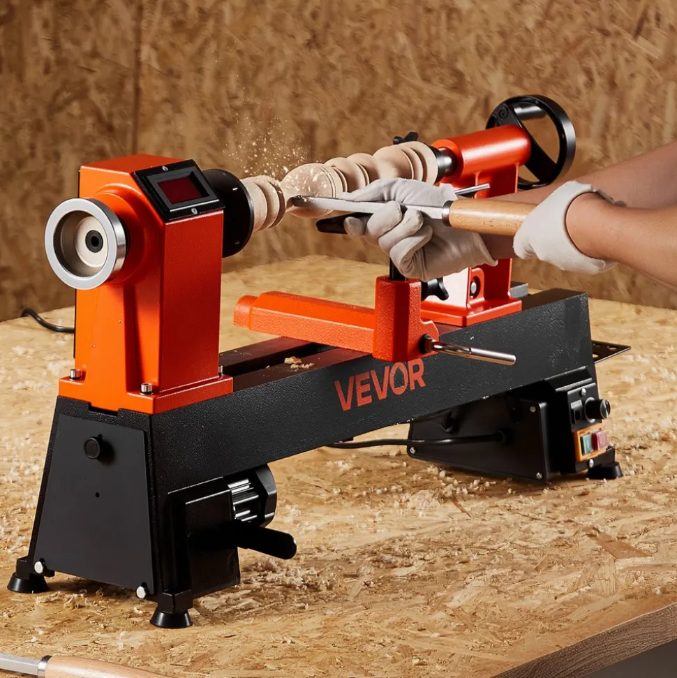 VEVOR Woodworking Lathe, 1 HP, Benchtop Wood Lathe Machine with 0 to 3800 RPM Variable Speed, 12 x 18 in Workbench, Brushless DC Motor, Cast Iron Construction, for Beginner DIY Enthusiast Woodworking