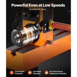 VEVOR Woodworking Lathe, 2 HP, Wood Lathe Machine with 0 to 3200 RPM Variable Speed, 18 x 40 in Workbench, Brushless DC Motor, Cast Iron Body, Tool Rest, for Medium to Large Projects Woodworking