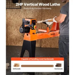 VEVOR Woodworking Lathe, 2 HP, Wood Lathe Machine with 0 to 3200 RPM Variable Speed, 18 x 40 in Workbench, Brushless DC Motor, Cast Iron Body, Tool Rest, for Medium to Large Projects Woodworking
