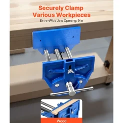 VEVOR Woodworking Vise, 9 Inch Jaw Width, Quick Release Wood Bench Vise, 10.2 Inch Max Jaw Opening, Heavy-duty Cast Iron Construction, Adjustable Front Stop, Workbench Vice, for Woodworking Drilling