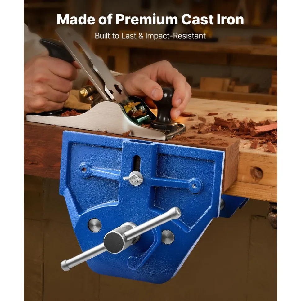 VEVOR Woodworking Vise, 9 Inch Jaw Width, Quick Release Wood Bench Vise, 10.2 Inch Max Jaw Opening, Heavy-duty Cast Iron Construction, Adjustable Front Stop, Workbench Vice, for Woodworking Drilling