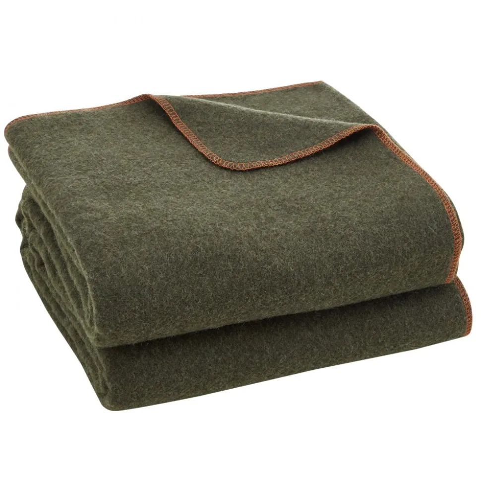 VEVOR Wool Camping Blanket, Large Warm Stadium Blanket, Waterproof & Windproof, Flame Retardant, Great for Outdoors, Picnics, Hiking, Sports Events, Travel, 64" x 88" (80% Wool), Army Green