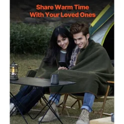 VEVOR Wool Camping Blanket, Large Warm Stadium Blanket, Waterproof & Windproof, Flame Retardant, Great for Outdoors, Picnics, Hiking, Sports Events, Travel, 64
