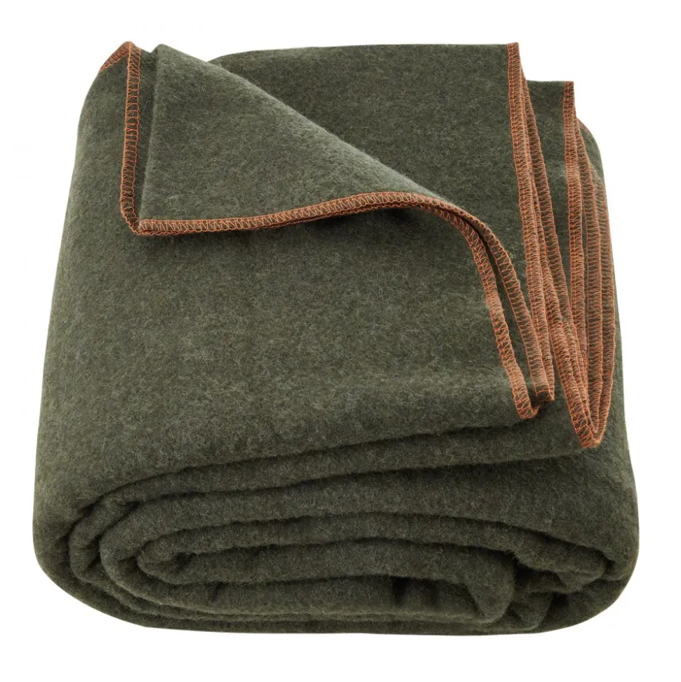 VEVOR Wool Camping Blanket, Large Warm Stadium Blanket, Waterproof & Windproof, Flame Retardant, Great for Outdoors, Picnics, Hiking, Sports Events, Travel, 64" x 88" (80% Wool), Army Green