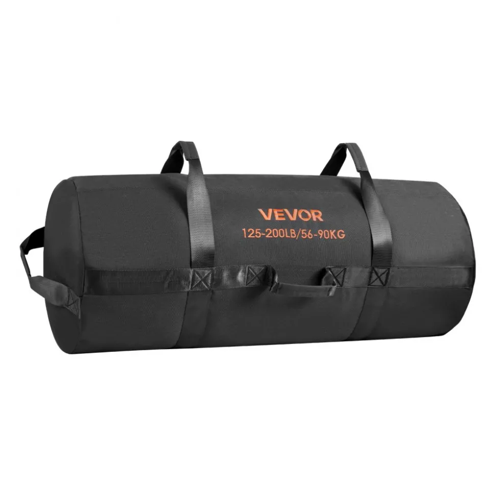 VEVOR Workout Sandbag, Heavy Duty Workout Power Bags with Handles, 125-200 lbs Adjustable Slam Bag for Fitness Strength Weight Training Cross-Training, Home Gym Exercise, Black (Unfilled)