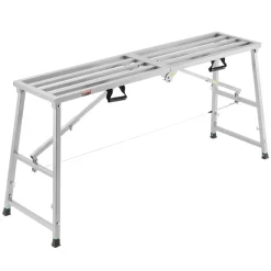 VEVOR Work Platform, 4 Gear Adjustable Height, Folding Alloy Steel Step Ladder, Portable Scaffolding Platform, 800 lb Load Capacity, Non-Slip Rubber Feet, Drywall Painting Stool, Cleaning & Washing