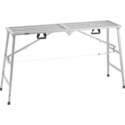 VEVOR Work Platform, 4 Gear Adjustable Height, Folding Alloy Steel Step Ladder, Portable Scaffolding Platform, 800 lb Load Capacity, Non-Slip Rubber Feet, Drywall Painting Stool, Cleaning & Washing