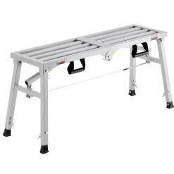 VEVOR Work Platform, 3 Gear Adjustable Height, Folding Alloy Steel Step Ladder, Portable Scaffolding Platform, 400 lb Load Capacity, Non-Slip Rubber Feet, Drywall Painting Stool, for Cleaning &Washing