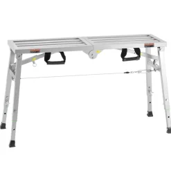 VEVOR Work Platform, 3 Gear Adjustable Height, Folding Alloy Steel Step Ladder, Portable Scaffolding Platform, 400 lb Load Capacity, Non-Slip Rubber Feet, Drywall Painting Stool, for Cleaning &Washing